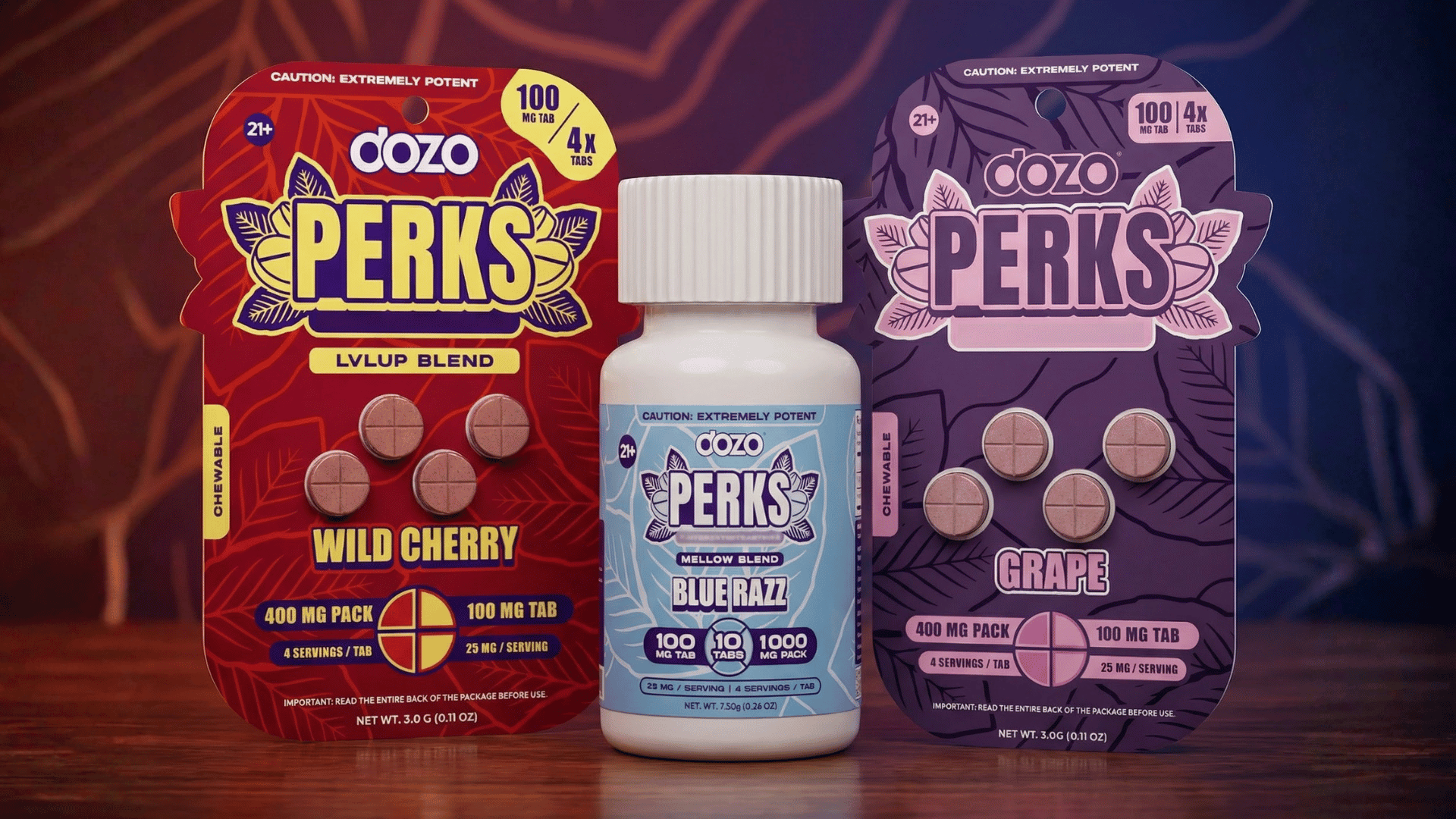 7-Perks Products - Supplement Bottle and Pouch